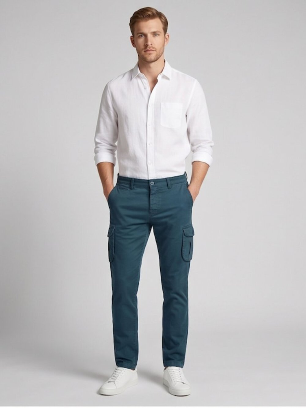 Dimattia Men's Slate Blue Slim Fit Cargo Pants